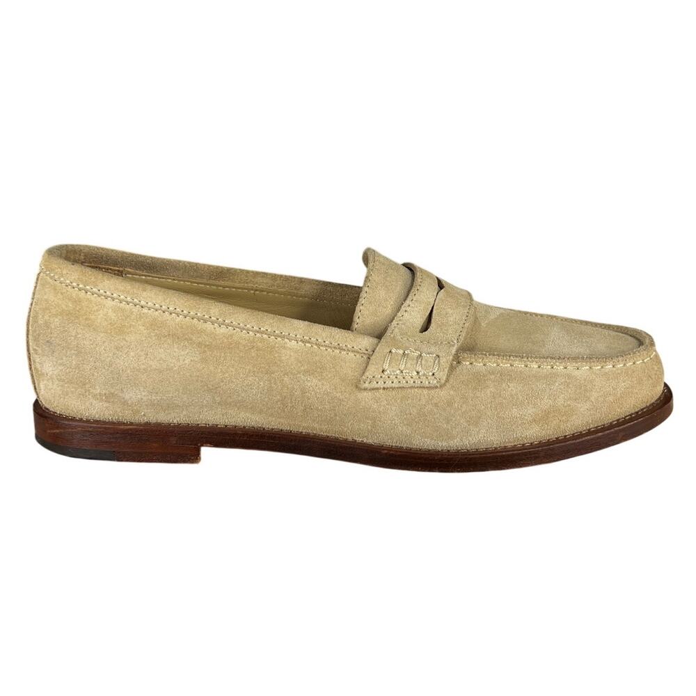 Manolo Blahnik Women’s Perry Tan Suede Penny Loafer Size 35 US 5